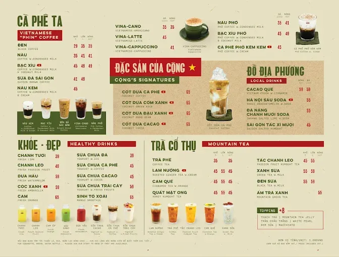 Menu Cộng Cà Phê