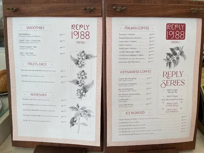 Menu Reply 1988 Cafe