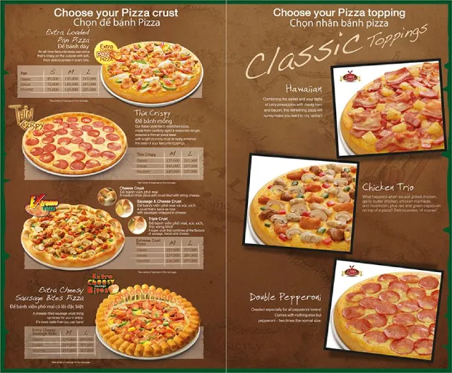 Menu The Pizza Company Đà Nẵng