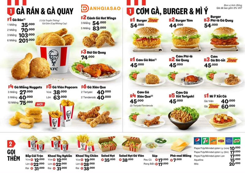 Menu KFC